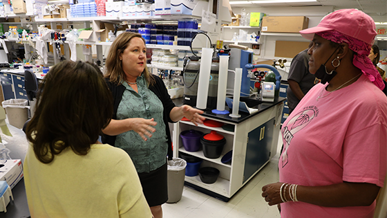 Cancer champions tour a Massey laboratory