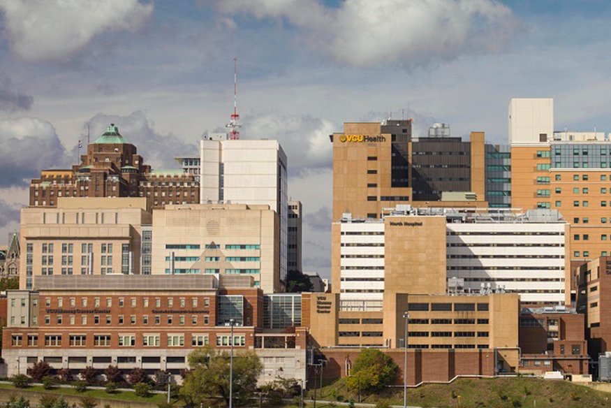 Aerial shot of MCV campus 