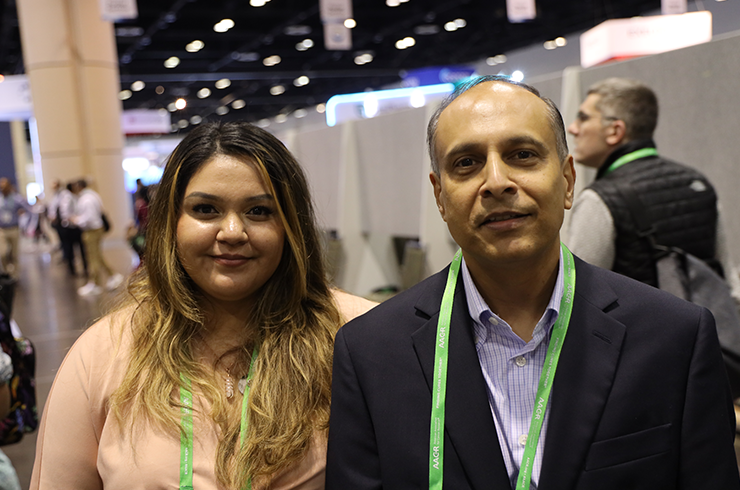 Camarena and Sarkar pictured at AACR poster session