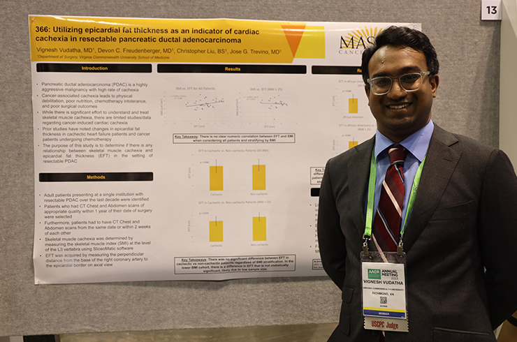 Vudatha pictured at AACR poster session