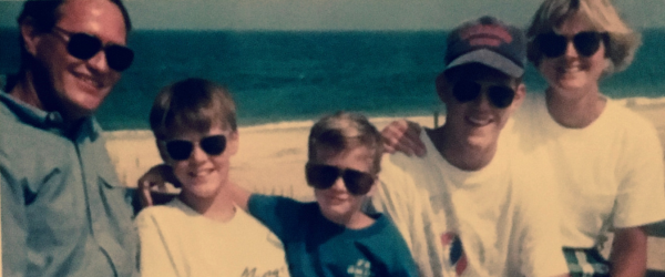 A family photo of the Ashby's at Nags Head in 1990