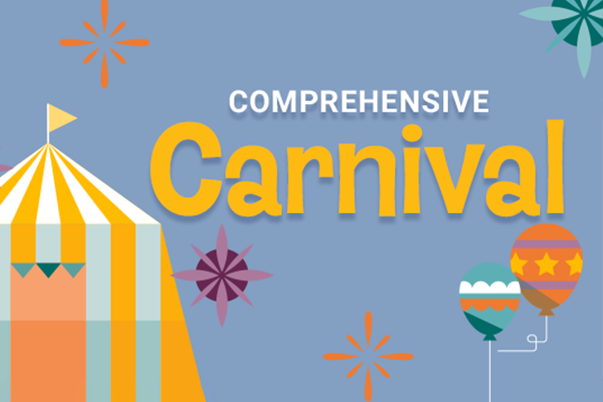 Comprehensive Carnival graphic with tent and balloons